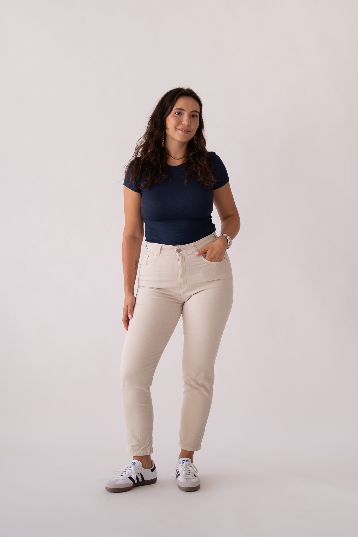 Mom broek – beige