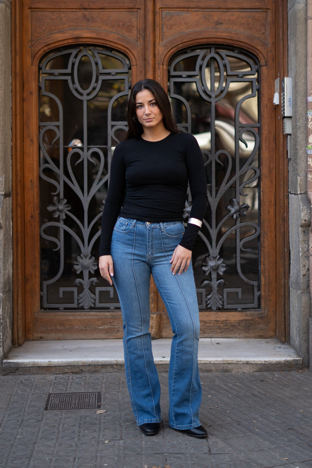 70’s flare broek – blauw