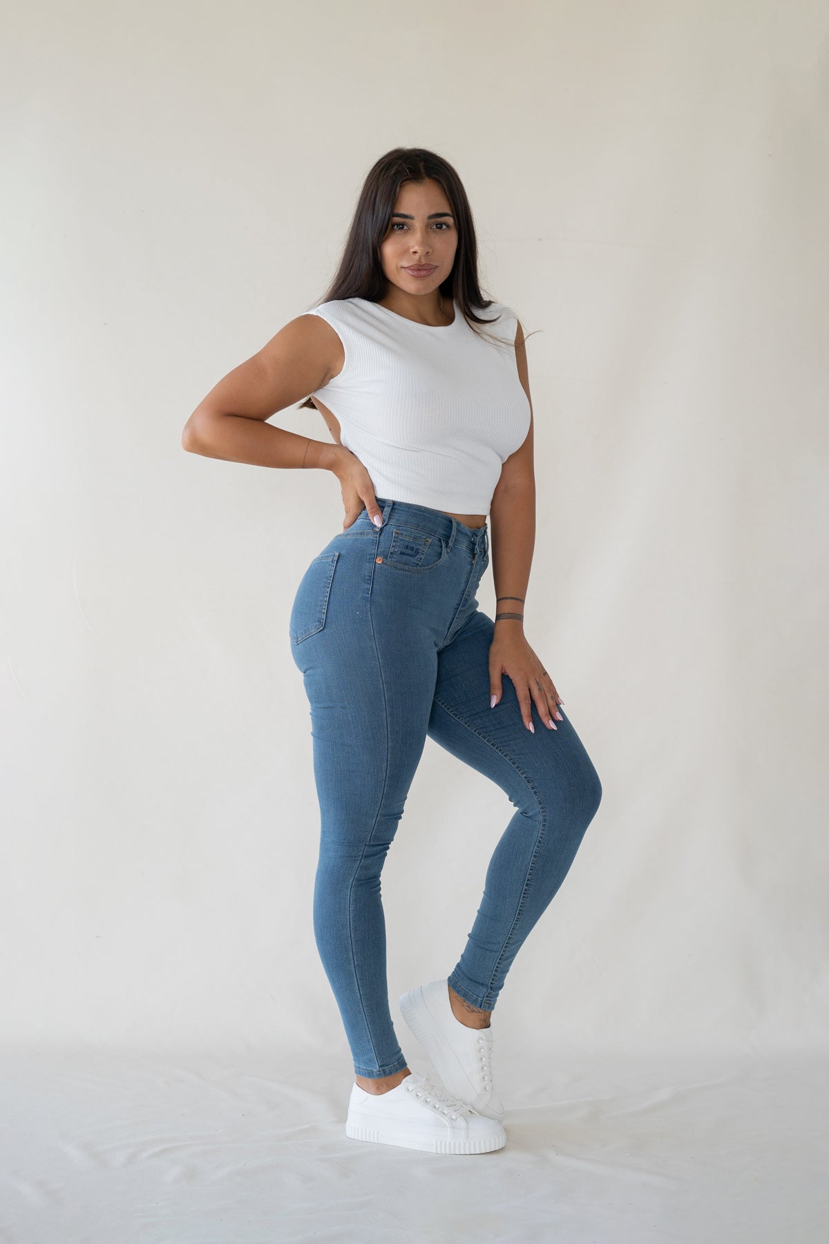 Strakke broek – lichtblauw